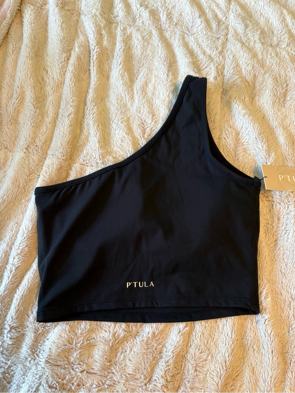 P'tula Black One-Shoulder Crop with built in bra